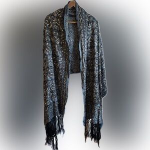 Tolani Wool Shawl in Blue and Gold